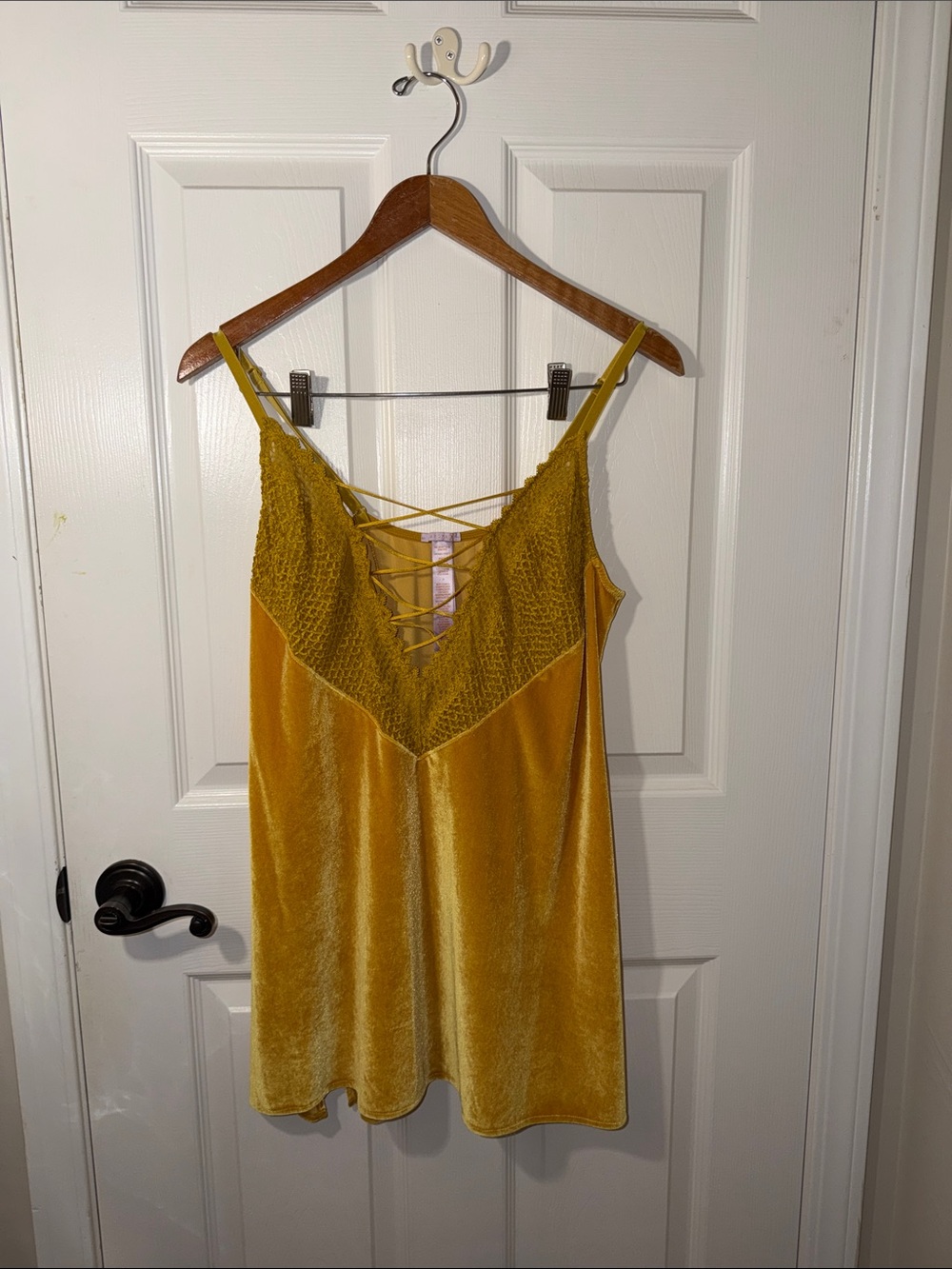Savage X Fenty Mustard Yellow Velvet Slip Dress